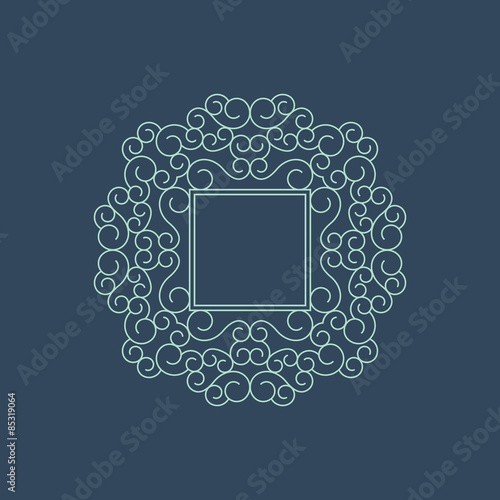 Vector mono line frame. Elegant monogram design template.