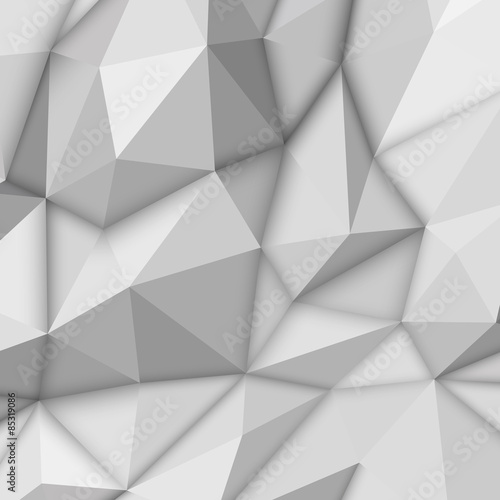 White abstract low-poly, polygonal triangular mosaic background for design concepts, posters, banners, web, presentations and prints. Vector illustration. Realistic 3D render design template