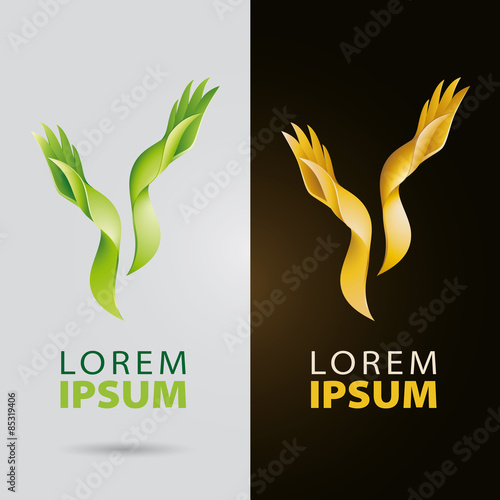 Cosmetic and beauty services logo with plantlike organic hands