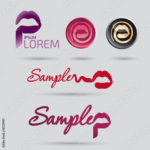 beauty salon and cosmetics logo with mouth