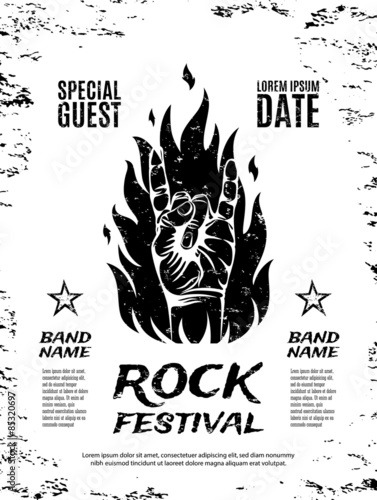 Grunge, rock festival poster.