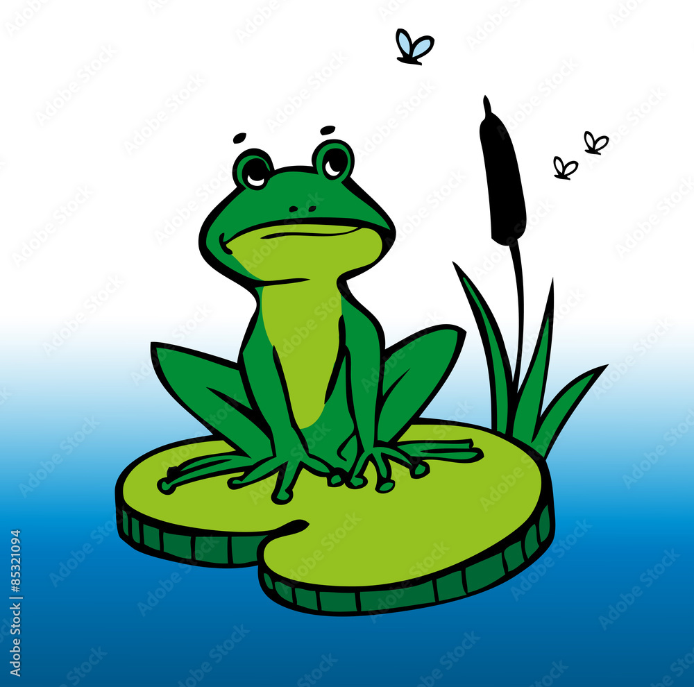 Fototapeta premium drawing Frog and mosquitos