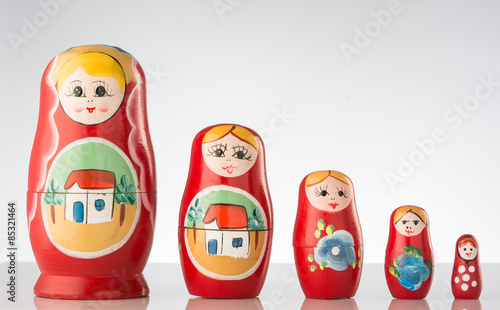 Russian dolls line up.