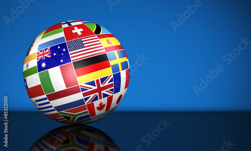 International Business Globe World Flags
