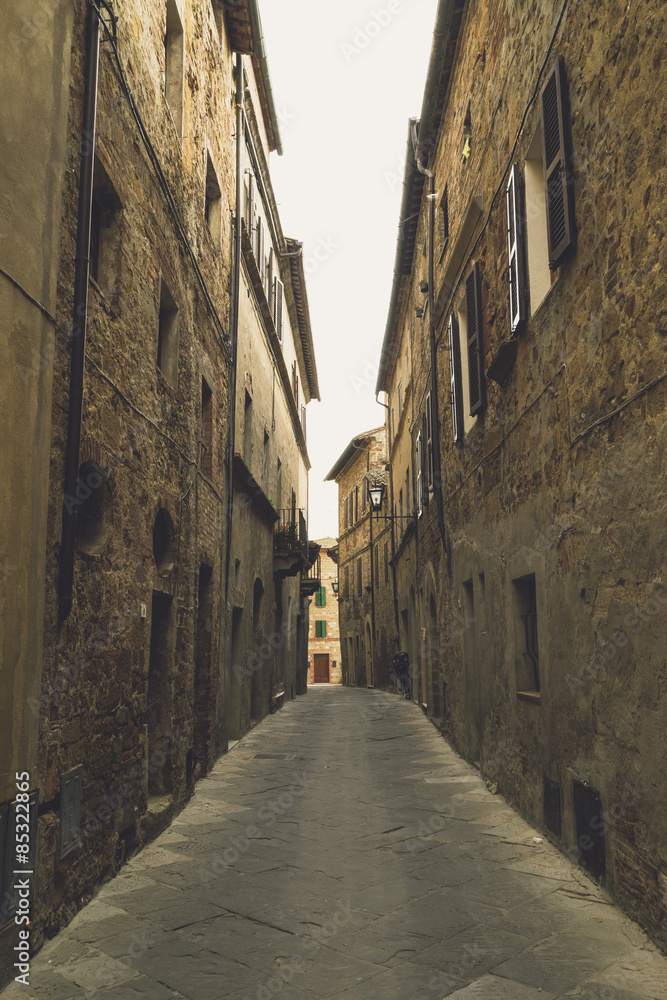 Italy, Tuscany, Pienza, Lane in historic old town Italy, Tuscany, Pienza, Lane in historic old town
