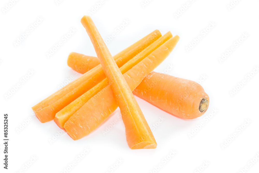 Fresh carrot slice on a white background.. Fresh carrot slice on a white background..