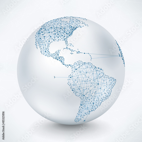 Abstract Telecommunication Earth Map - America