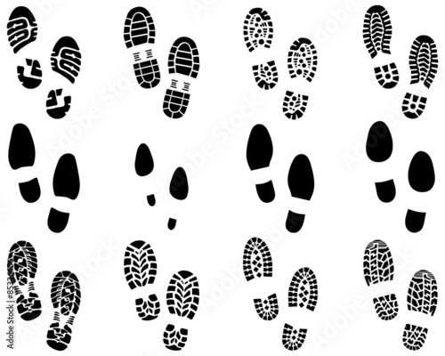 Various black prints of shoes, vector