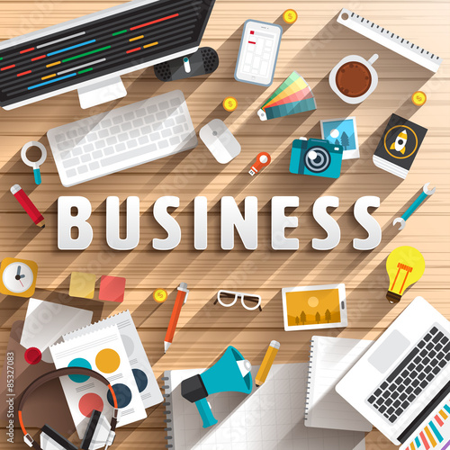 Text on desktop for business issue