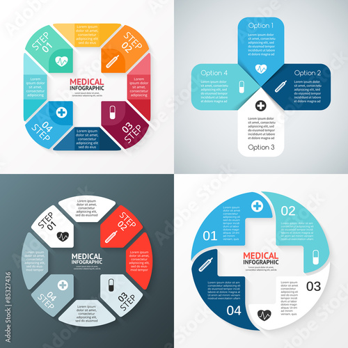 Vector circle plus sign infographic. Template for diagram, graph