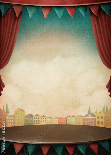 Bright background with various circus objects for illustrations and posters