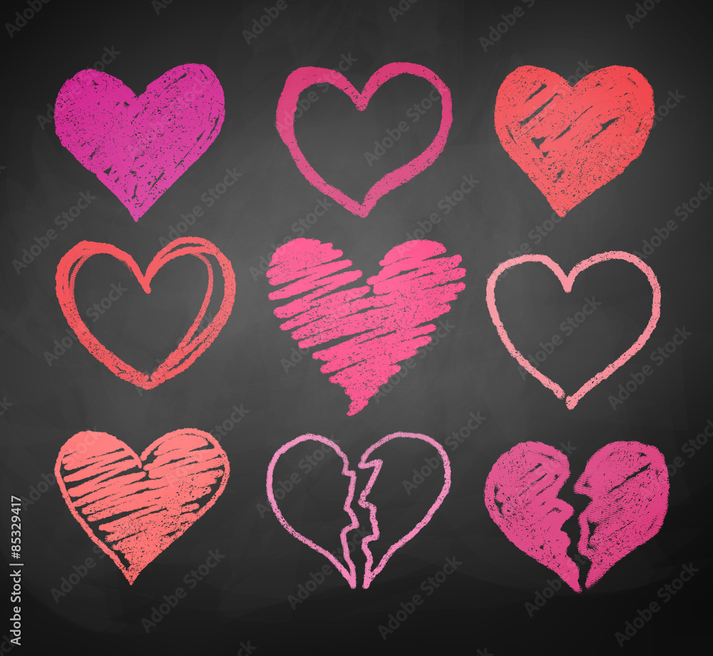 Chalk drawn hearts. Chalk drawn hearts.