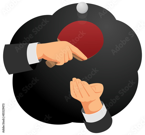 Hands of a businessman are pitching the ping pong ball