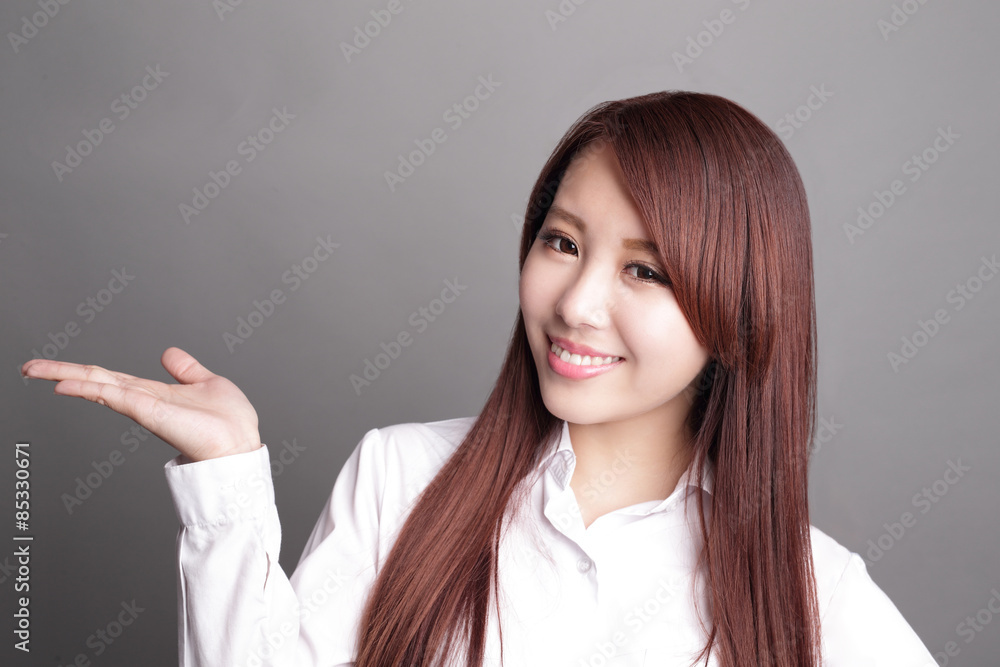 business woman showing something business woman showing something