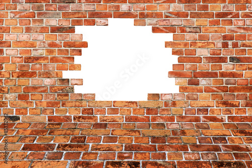 Strukturierte Backsteinmauer - Mauerdurchbruch