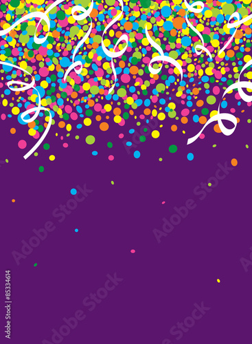 Rain of colorful confetti at the party