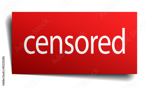censored red paper sign isolated on white
