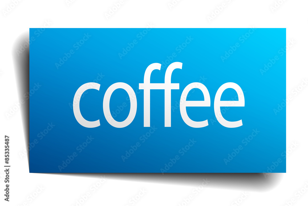 coffee blue square isolated paper sign on white coffee blue square isolated paper sign on white