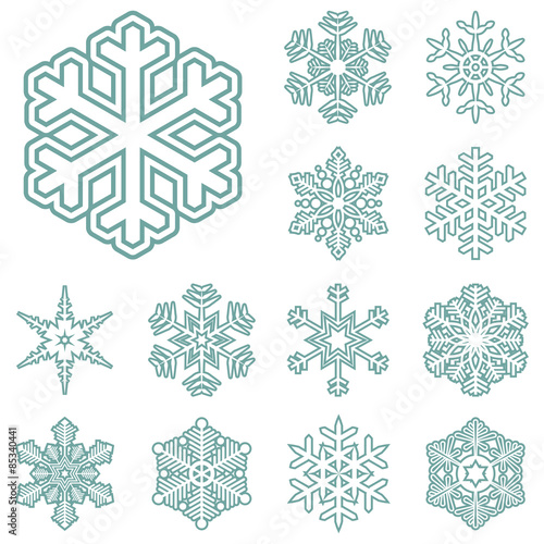 collection of different blue snowflakes