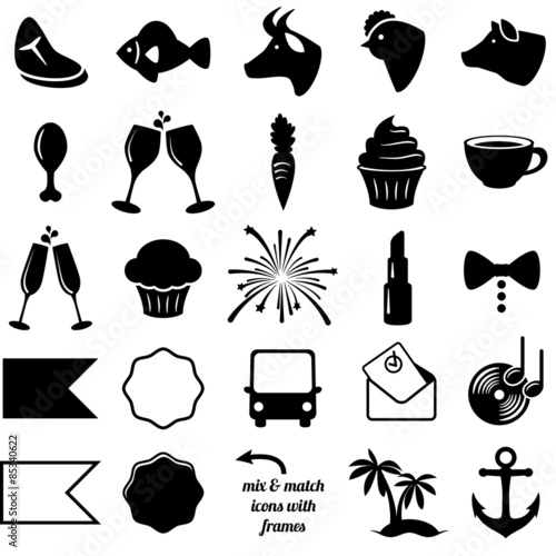 Vector Collection of Wedding and Party Themed Icons