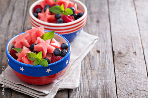 Fresh watermelon with blueberries