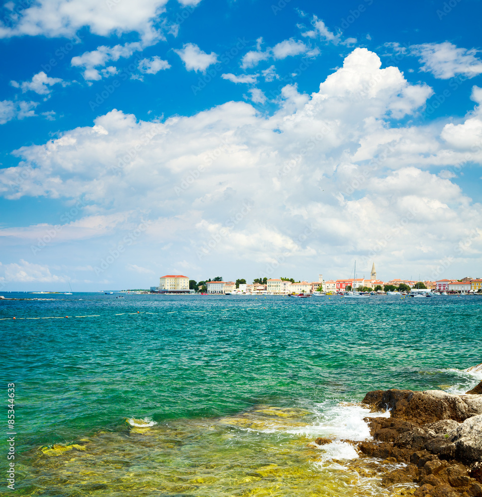 View of Porec from the Sea. Croatia Travel.