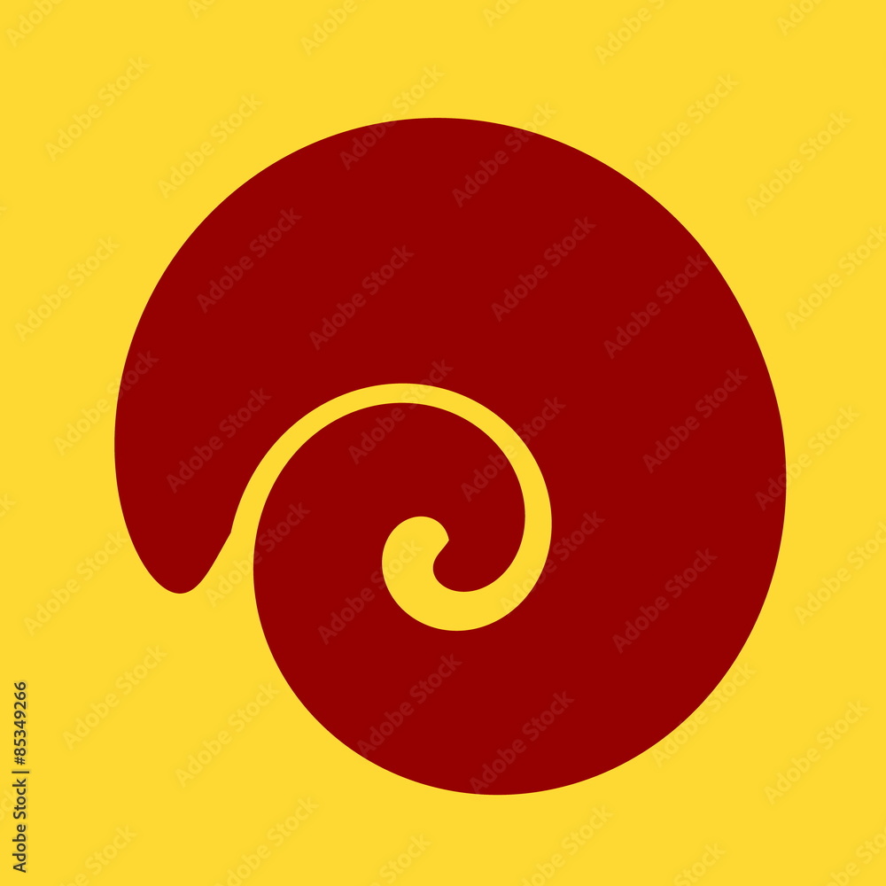 Large spiral shaped shell. Isolated design element.