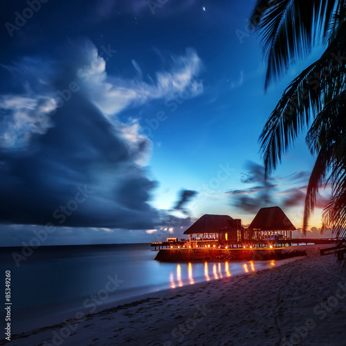 Paradise beach at night