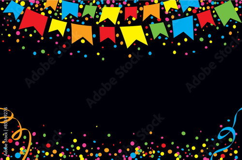 Happy June Festival at night with bright and colorful dots in the sky