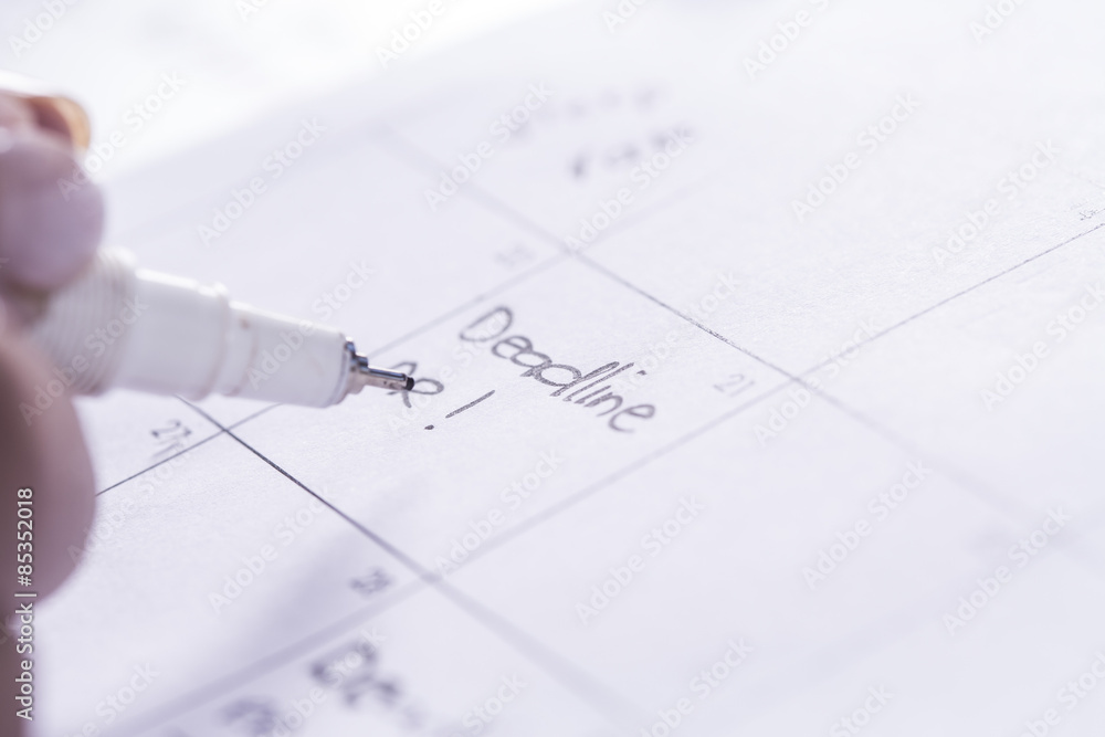 Woman noting date in day planner Woman noting date in day planner