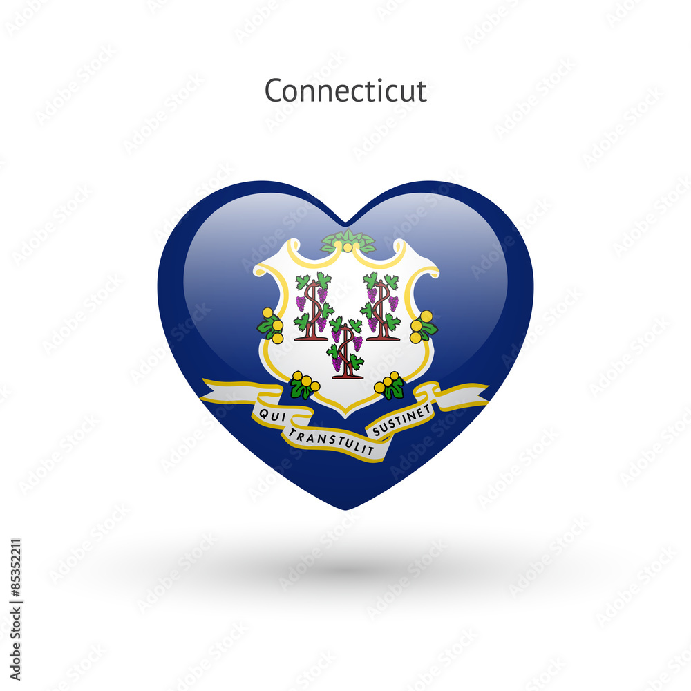 Love Connecticut state symbol. Heart flag icon. Love Connecticut state symbol. Heart flag icon.