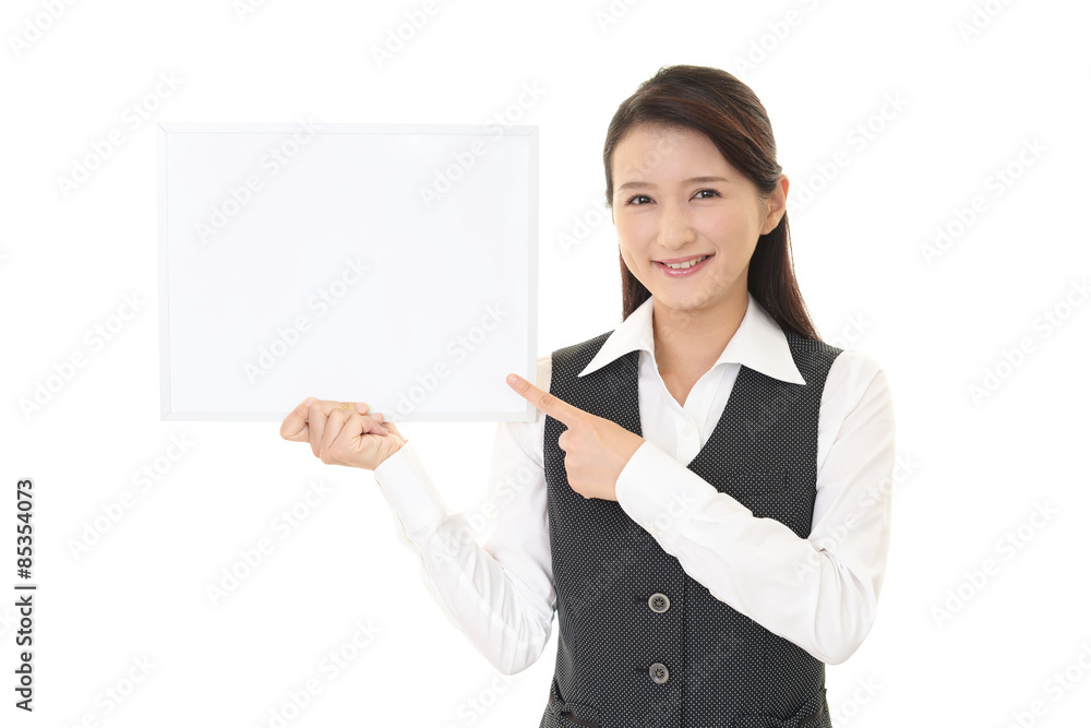 ボードを持つ女性 ボードを持つ女性