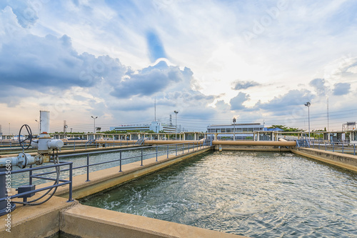 sand filtration tank at water treatment plant. water treatment plant, ecosystem, waste water, water recycle, water purification or environment industry concept