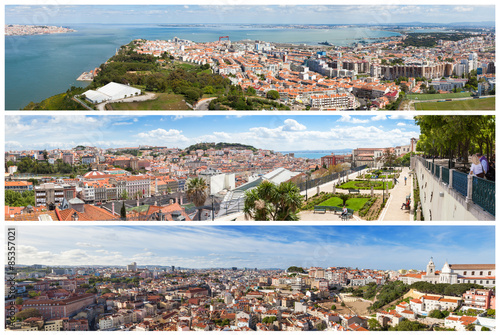 Panoramic Picture Mosaic collage of Lisbon city viewpoints - Mi