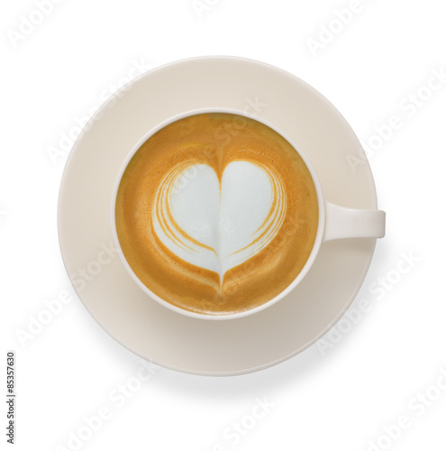 Latte art , coffee isolate on white background