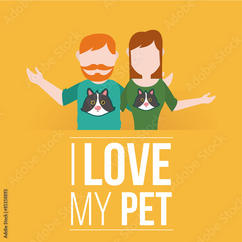 I love my pet illustration over yellow color background