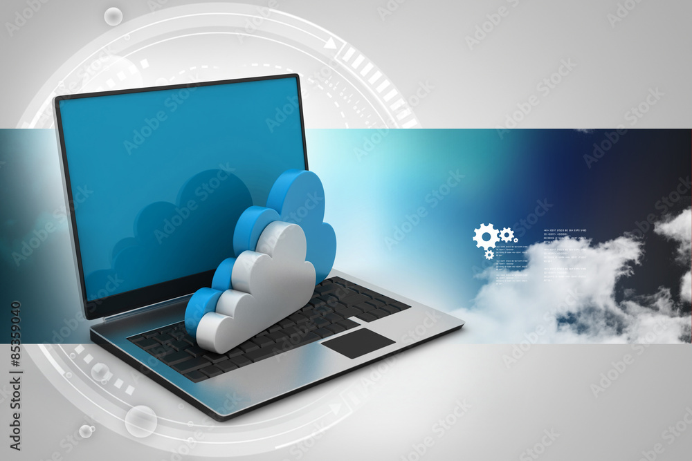 laptop showing concept of cloud computing. laptop showing concept of cloud computing.