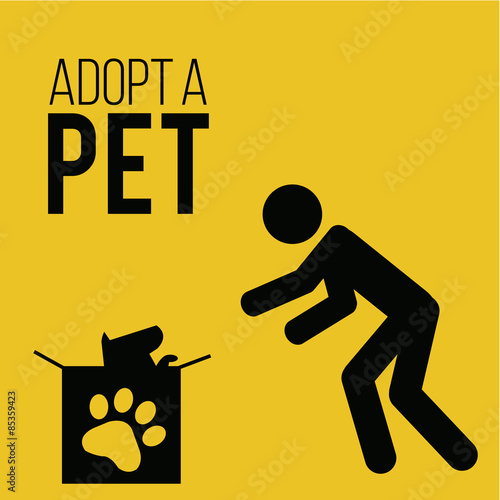 adopt a pet illustration over yellow color background
