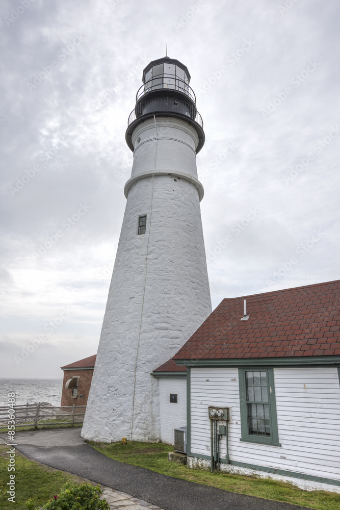 Closeup of Portland Head Light lighthouse Closeup of Portland Head Light lighthouse