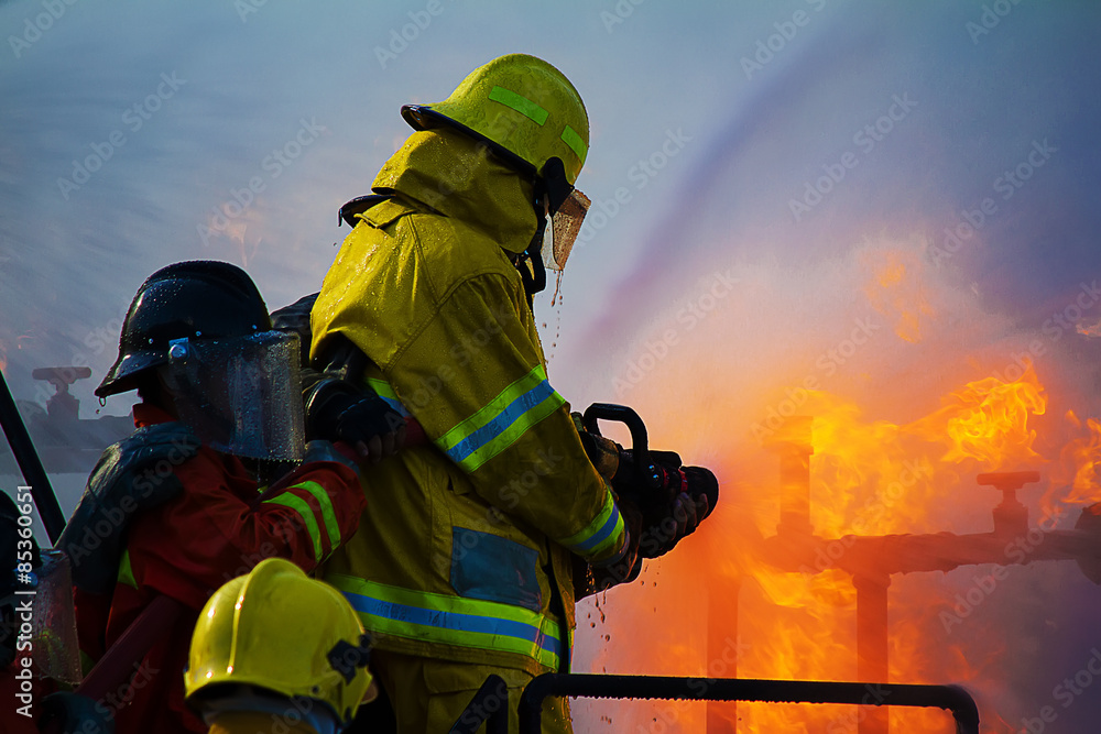 Fototapeta premium Firefighters training