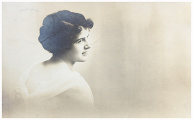 old photo portrait of young woman 