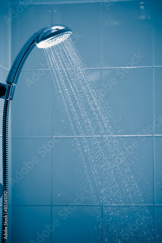 shower with flowing water