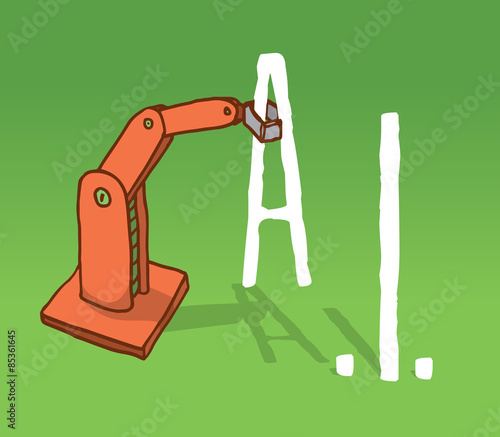 Robot arm grabbing artificial intelligence acronym