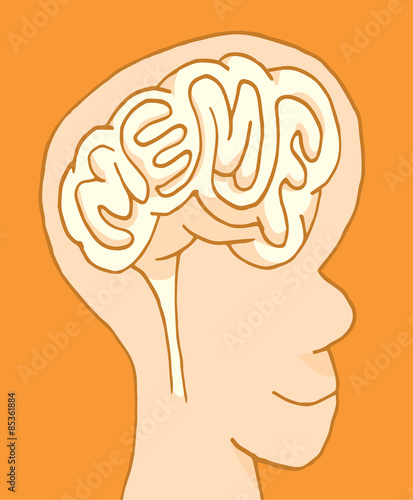 Meme word branded in human brain