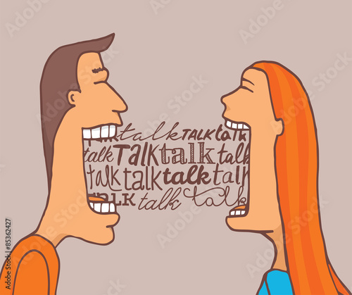 Couple talking and sharing a conversation