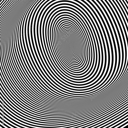 Pattern with optical illusion. Black and white background. 