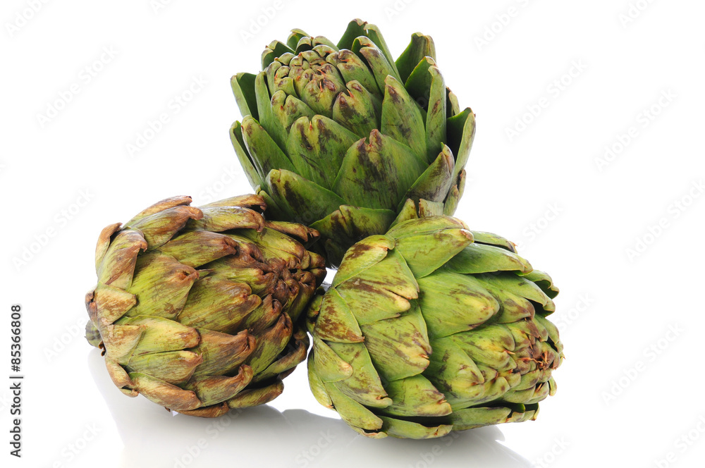 Obraz premium Artichokes on a White Background