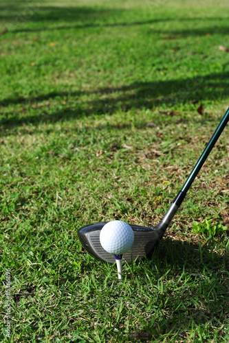 golf ball on tee in a beautiful golf club