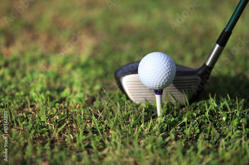 golf ball on tee in a beautiful golf club