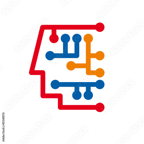 Vector sign digital generation, head with dot and tip